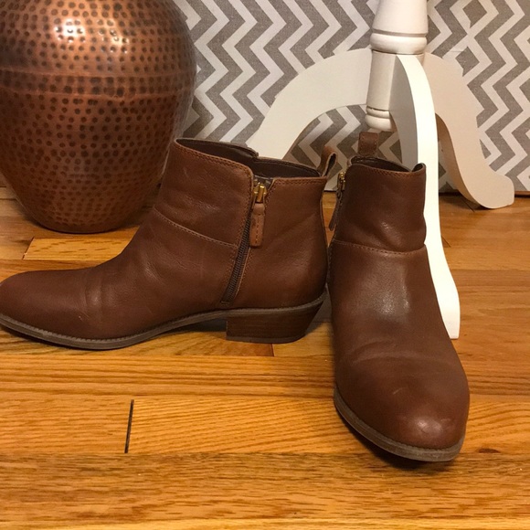 Franco Sarto Brown Leather Zip Booties, 7.5 - Picture 7 of 7